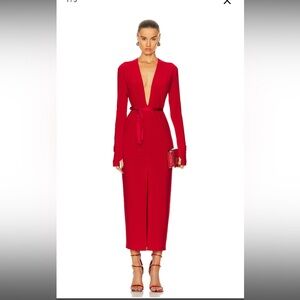 Norma Kamali Vibrant Red Long Sleeve Dress